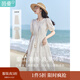 茵曼（INMAN）法式度假小個(gè)子套裝連衣裙2025夏女裝新品高檔白色中長(cháng)裙子 悠蘭杏 S