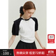 范思藍恩范思藍恩23FS12364撞色短袖t恤女新款夏季韓版設計感小眾上衣 黑白 S