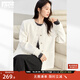 對白優(yōu)雅精致高級感小香風(fēng)短外套女2025秋新款流蘇毛邊粗花呢上衣 奶白色 M