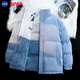 NASANCU羽絨服服男女款冬季新款雙面穿羊羔絨服外套潮牌情官方潮 淺藍色 2XL 170-190斤