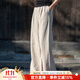 娟的絹春季透氣棉麻禪意茶服寬松瑜伽純色百搭中國風(fēng)闊腿褲休閑女士長(cháng)褲 原麻 均碼