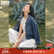 對白新復古回潮丹寧豎條紋牛仔外套女2025秋新款小個(gè)子寬松短款上衣 牛仔藍 S