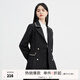 秋水伊人風(fēng)衣大翻領(lǐng)復(fù)式腰封收腰氣質(zhì)英倫風(fēng)設(shè)計感風(fēng)衣外套中長款 黑色 S