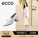 愛(ài)步（ECCO）單鞋女 倪妮同款女鞋一腳蹬粗跟正裝皮鞋高跟鞋女 型塑290943 HL 亮白色29094301002 37