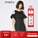 PORTS寶姿 新品女裝甜美荷葉邊裝飾提花連衣裙SA9D025GFQ036 黑色 M (6)