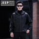 JEEP SPIRIT吉普真皮皮衣男連帽落肩蝙蝠袖寬松版休閑外套短款海寧綿羊皮 黑色 XL 175 適合 130-145斤