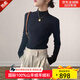 SXMM國際一線(xiàn)品牌羊絨衫女100%山羊絨女半高領(lǐng)修身羊毛打底衫內搭秋冬 黑色(國際倉發(fā)貨+禮盒) L 【105-115斤】