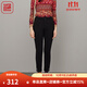 漁漁牌女裝褲子女新款2023秋冬繡花休閑小腳白鴨絨羽絨長(cháng)褲FGFD8208 黑 M