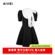 AIVEI欣賀艾薇2025春季甜美淑女宮廷千金蝴蝶結連衣裙S712202A 黑色 M