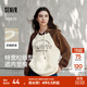 森馬（Semir）衛(wèi)衣女中長款撞色插肩袖連帽秋oversize刺繡字母上衣美式復(fù)古 白咖色調(diào)00315 M