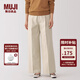 無(wú)印良品（MUJI） 女式 不易起皺 抽褶 直筒褲 褲子女款秋冬款 長(cháng)褲 BE1QSA4A 淺米色 S (155/62A)