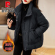 皮爾卡丹九江紅色羽絨服女2025新款秋冬季大碼超加厚棉大衣平湖夾棉外套 黑色 L 105-120斤