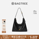 BAGTREE包包樹(shù)圖南植鞣牛皮腋下hobo女包2025年新款單肩斜挎包通勤餃子包 檀黑色-大號 贈斜挎延長(cháng)肩帶 高級小眾