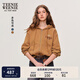Teenie Weenie小熊連帽衛(wèi)衣女2025年春季新款復(fù)古水洗拉鏈短款開衫外套上衣女 棕色 S (160)