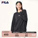 FILA 斐樂女裝衛(wèi)衣男女同款套頭衛(wèi)衣秋冬情侶款休閑加絨保暖長袖上衣 正黑色-BK 160/84A/XS