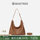 BAGTREE包包樹圖南植鞣牛皮hobo女包2025年新款單肩斜挎包通勤餃子包禮物 烤棕色-大號 贈斜挎延長肩帶 高級小眾