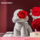 ROSEONLY 諾誓永生花玫瑰公仔甜心兔告白熊嘻嘻貓獨角獸送女友生日生日節禮物 守愛(ài)狗-小號-紅色