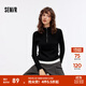 森馬（Semir）毛衣女短款撞色假兩件百搭女士?jī)?nèi)搭秋季半開(kāi)襟修身毛衫簡(jiǎn)約風(fēng) 黑白色調(diào)00391 L