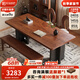 和諧都匠中古風(fēng)實木大板書桌餐桌客廳家用學(xué)習(xí)桌臥室復(fù)古工作臺大長電腦桌 1.8米餐桌+水滴椅*4 胡桃色拼黑色