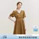 范思藍恩23FS12704/12715長(cháng)短款V領(lǐng)氣質(zhì)收腰通勤連衣裙女夏季新款 焦糖色短款 S