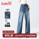 班尼路牛仔褲子女裝秋冬新款高腰修身長(cháng)褲百搭休閑風(fēng)簡(jiǎn)約直筒闊腿褲 復古藍 -直筒版型 M