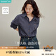 茵曼復古休閑刺繡格子襯衫2025秋女裝新款百搭長袖襯衣 寶藍格 M