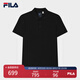 FILA 斐樂官方男裝針織短袖POLO衫2025夏季新款防曬涼感休閑上衣 正黑色-BK 3XL 190/108A/XXXL