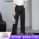 S.DEER圣迪奧通勤女裝休閑高腰暗褶拼接闊腿長褲 黑色/91 S 160