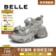 百麗（Belle）透氣網(wǎng)面老爹運動(dòng)涼拖女商場(chǎng)款厚底涼鞋B3V2DBL4 銀色 36 (230mm)