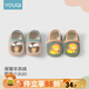 優(yōu)奇嬰兒地板襪2雙裝寶寶學步襪套秋冬季加厚室內鞋襪加絨防滑地板襪 【綠色+卡其】 2雙 XS （0-1歲）鞋底長11.5CM左右