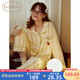 果殼（Gukoo）睡衣女春秋款派對小狗新款條紋簡(jiǎn)約女士家居服套裝 芥末黃 M 