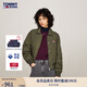 TOMMY JEANS【絎縫襯衫領(lǐng)】秋冬女美式潮流輕暖翻領(lǐng)短棉服夾克外套 灰綠色M12 S （推薦：100-115斤）