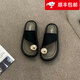 百麗踏設計感小眾黑色沙灘涼鞋拖鞋女外穿2025夏季新款法式晚風(fēng)平底涼鞋 黑色 37 法式晚風(fēng)平底涼鞋