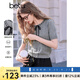 百圖betu女裝2025春夏新款毛針織衫蝴蝶結(jié)綁帶短袖針織衫女2502T06 灰色 S