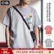 馬登工裝 美式休閑刺繡徽章短袖t恤設(shè)計(jì)感純棉圓領(lǐng)五分袖Tee男夏季 花灰 XL