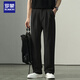 羅蒙（ROMON）英倫風(fēng)細條紋直筒休閑褲男士新款寬松百搭輕商務(wù)通勤垂感長(cháng)褲西褲 黑色 L 體重140-155斤