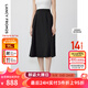朗姿【尖貨補(bǔ)單】法式復(fù)古赫本風(fēng)黑色半身裙女新款傘裙高腰顯瘦a字裙 黑色 L