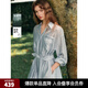 ELLE法式休閑通勤襯衫裙女2025夏季新款萊賽爾天絲輕薄小眾連衣裙 藍色 L