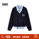 森馬（Semir）毛衣女冬刺繡V領(lǐng)絞花毛衫無(wú)袖襯衫氣質(zhì)學(xué)院風(fēng)兩件套101724107029