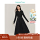 茵曼（INMAN）【商場(chǎng)同款】梭織提花連衣裙2025春秋季女裝新品國風(fēng)長(cháng)袖長(cháng)裙子 黑色 M 160/84A