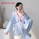 古今（GUJIN）珊瑚絨睡衣女秋冬季加厚加絨開(kāi)衫甜美半邊絨可外穿家居服