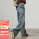 唐獅2025秋冬女寬松分割線(xiàn)工裝口袋闊腿牛仔長(cháng)褲