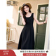 香影黑色吊帶連衣裙女2025春夏新款垂墜感氣質(zhì)收腰無(wú)袖雪紡小黑裙 黑色 M