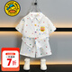 G.duck小黃鴨童裝男童套裝夏季2025新款海綿寶寶兒童衣服男孩襯衣兩件套 白色 100 建議2~3歲【 90-100cm】cm