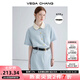 VEGA CHANG法式茶歇連衣裙女2025年夏款高級感氣質(zhì)顯瘦赫本風長裙 baby藍（長款升級版） L