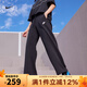 耐克（NIKE）女褲休閑百搭直筒褲春秋冬闊腿薄絨運動(dòng)褲黑色長(cháng)褲 FB2728-010 L