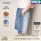 AMII七夕禮物2025夏丹寧風(fēng)撞色洗水全棉直筒牛仔褲短褲女小個(gè)子褲子 牛仔藍(lán) 165/72A/L