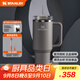 STANLEY巨無霸吸管杯水杯保溫杯大容量辦公車載不銹鋼杯子1.18L-煙灰