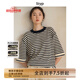 旅途原品【精英衣櫥】ltyp真絲亞麻棉經(jīng)典升級(jí)條紋T恤休閑拼接撞色短袖冬 短袖-黑杏條紋 現(xiàn)貨 M