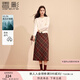 香影紅色復(fù)古格子半身裙女秋裝2025新中長(zhǎng)款裙子開(kāi)叉高腰a字裙 紅色 S